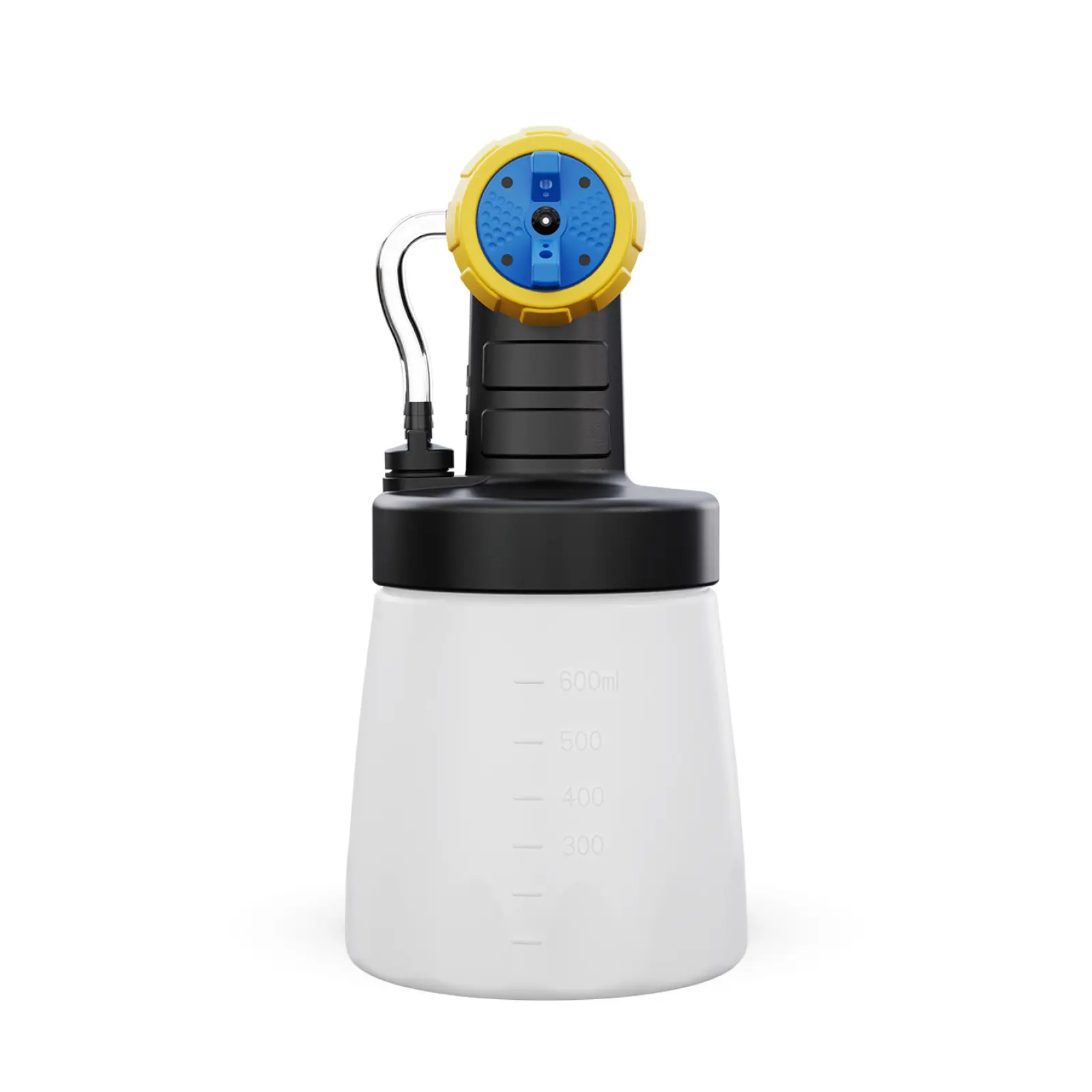 Paint sprayer attachment with a 600ml translucent reservoir.