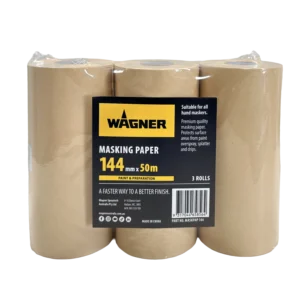 Wagner brown masking paper rolls, 3 pack, 144mm x 50m.