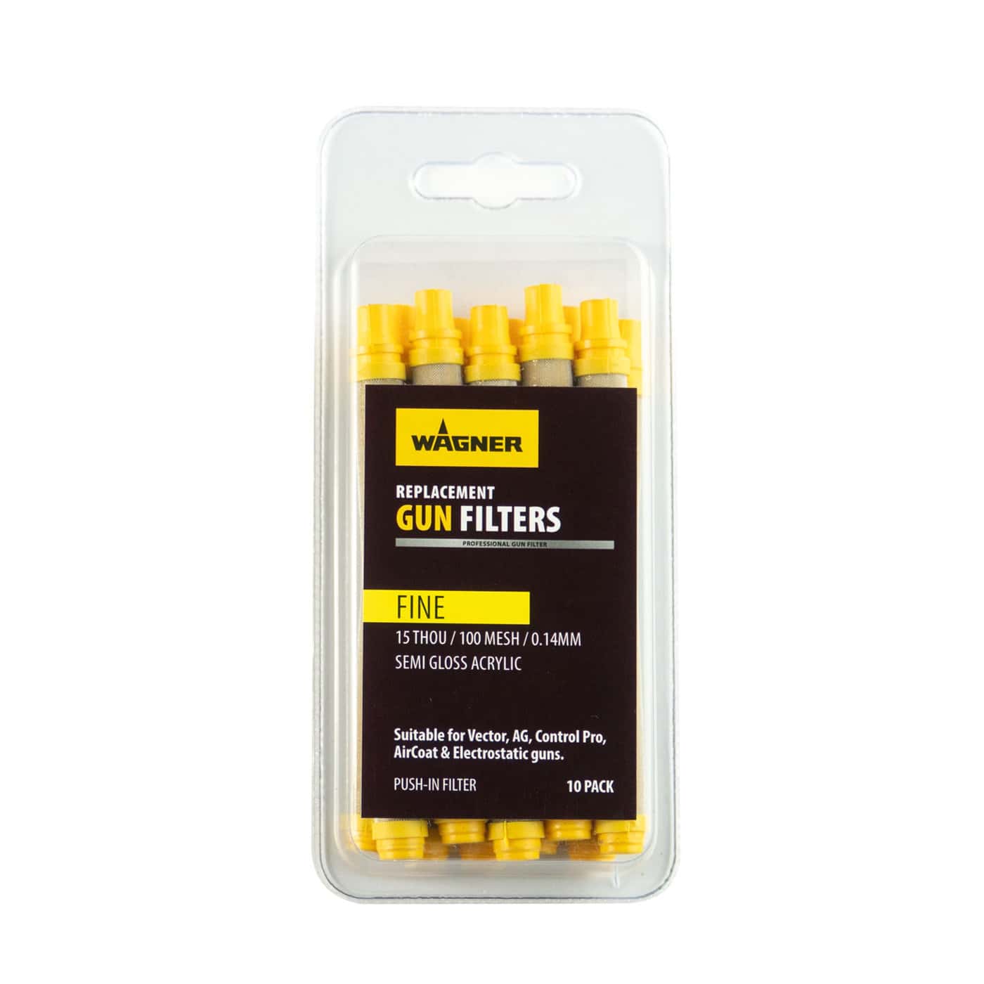 Pack of 10 Yellow Filters - Fine (for undercoats, lacquers, primers) 0.14mm