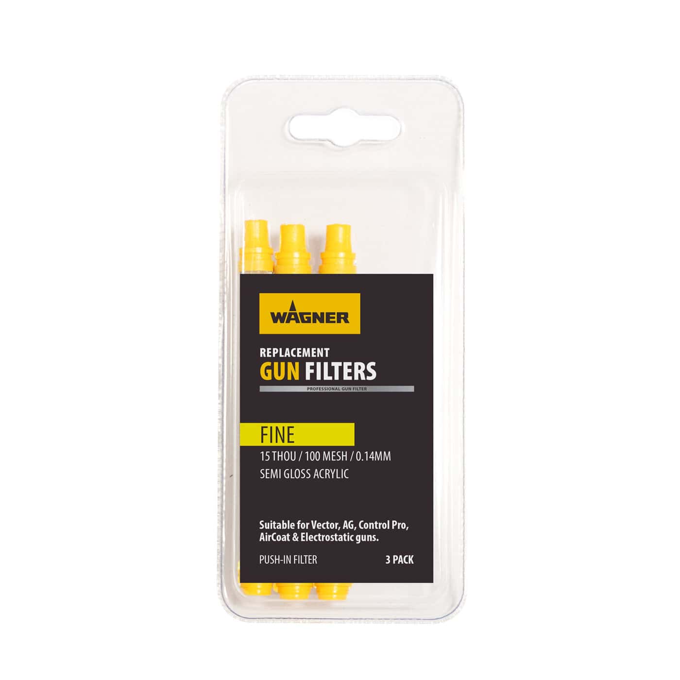 Pack of 3 Yellow Filters - Fine (for undercoats, lacquers, primers) 0.14mm