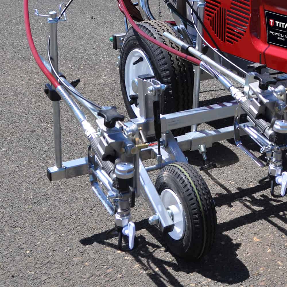 Line marker with gun and jockey wheel