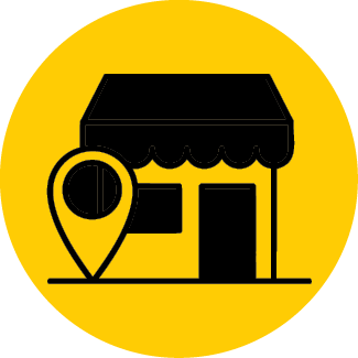 Flat icon of store with pin