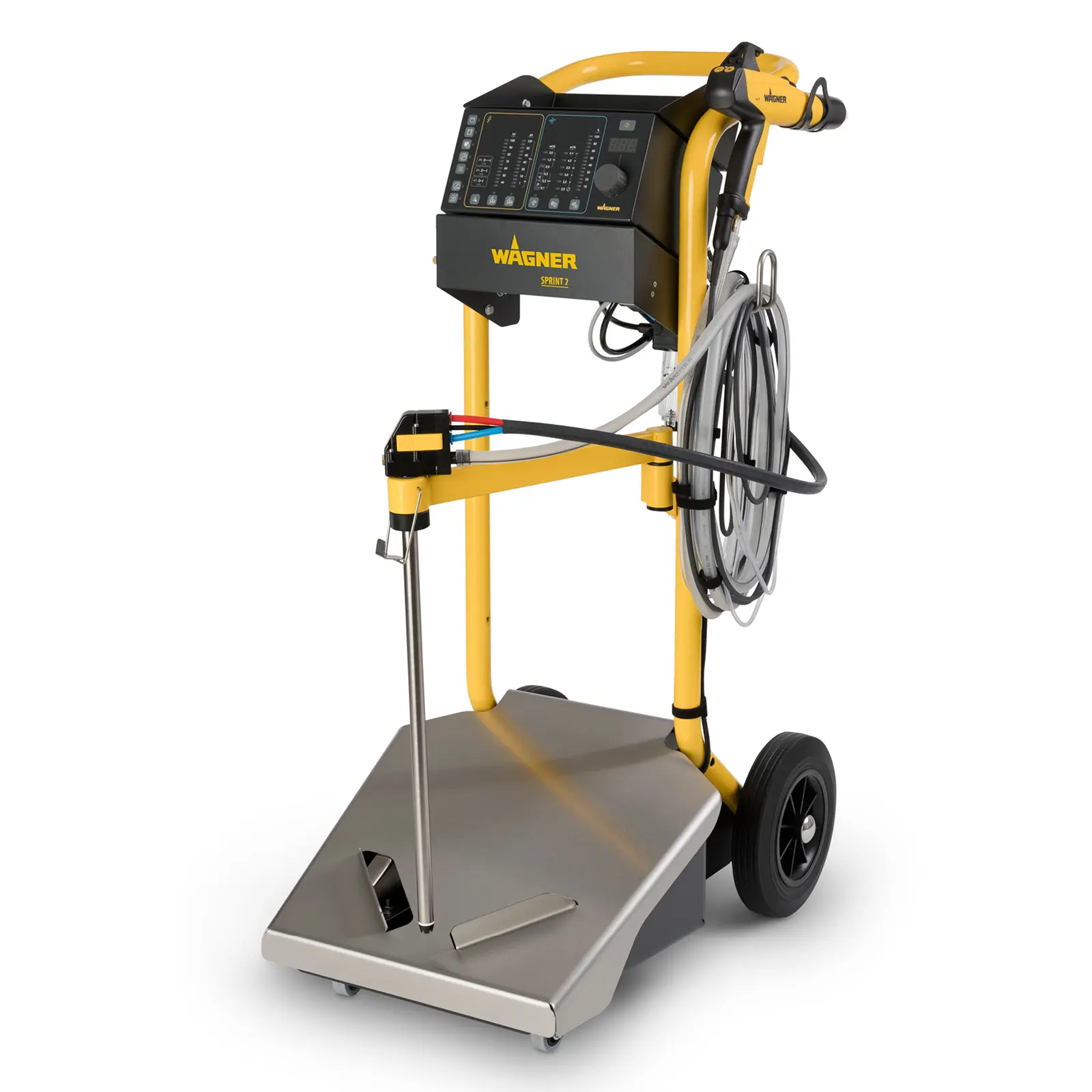Wagner SPRINT 2 powder coating unit on yellow mobile cart.