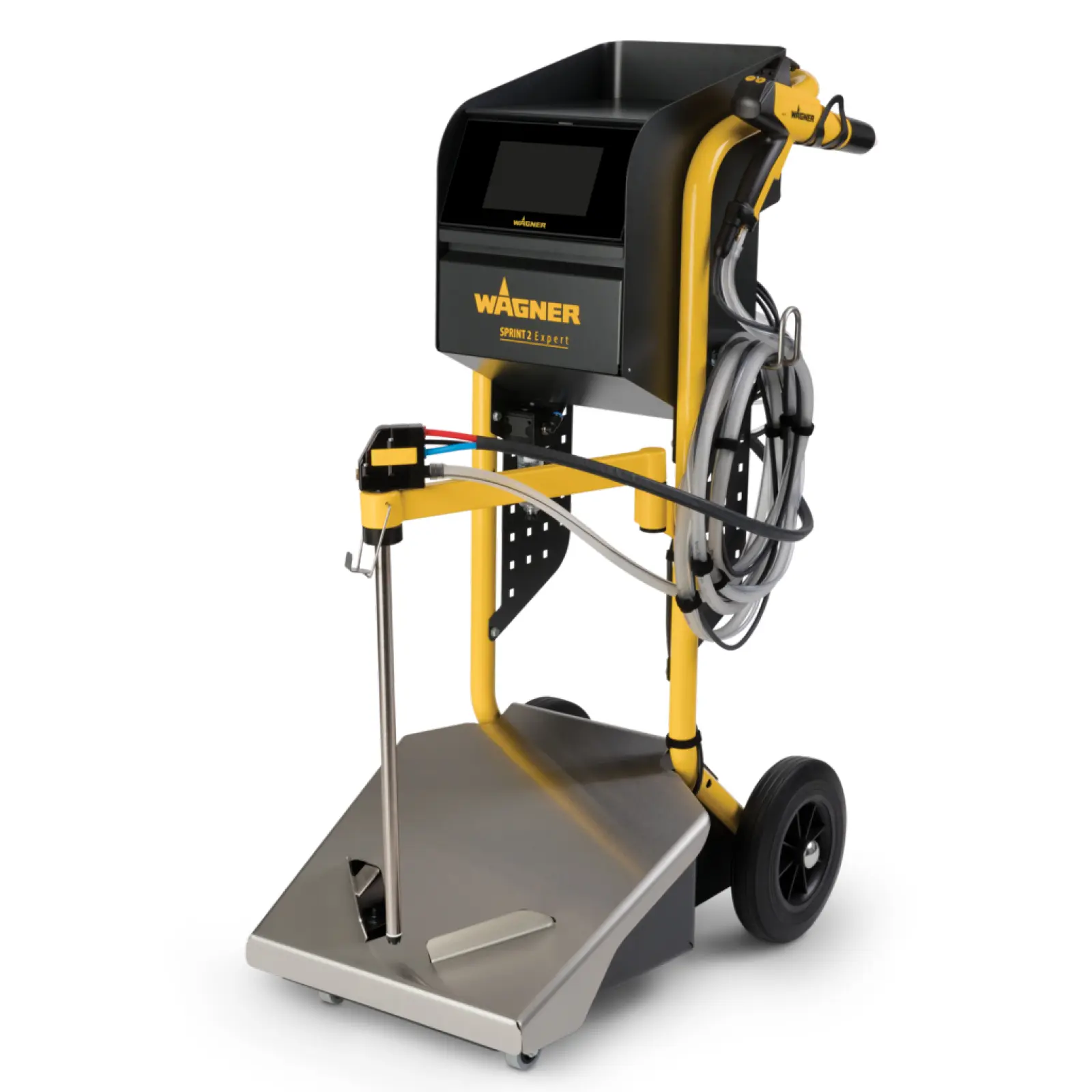Wagner SPRINT 2 Expert powder coating unit on a yellow cart.